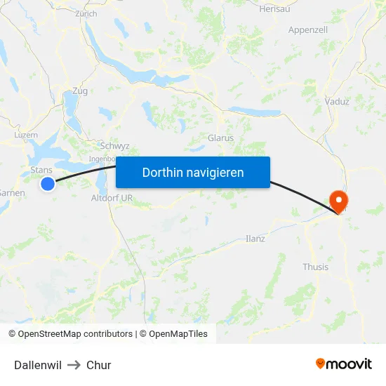 Dallenwil to Chur map