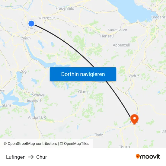 Lufingen to Chur map