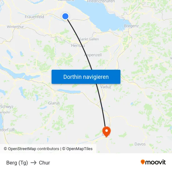 Berg (Tg) to Chur map