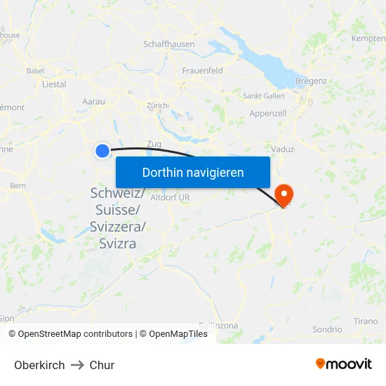 Oberkirch to Chur map