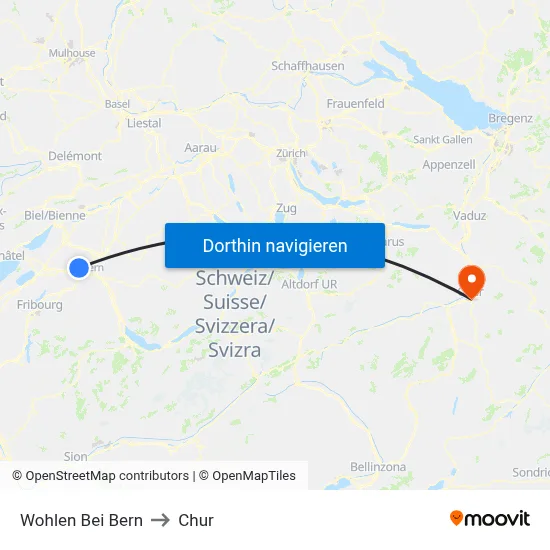 Wohlen Bei Bern to Chur map