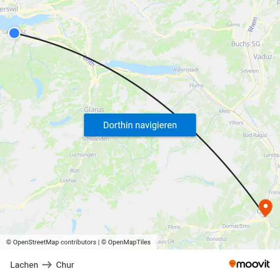 Lachen to Chur map