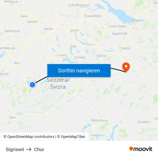 Sigriswil to Chur map
