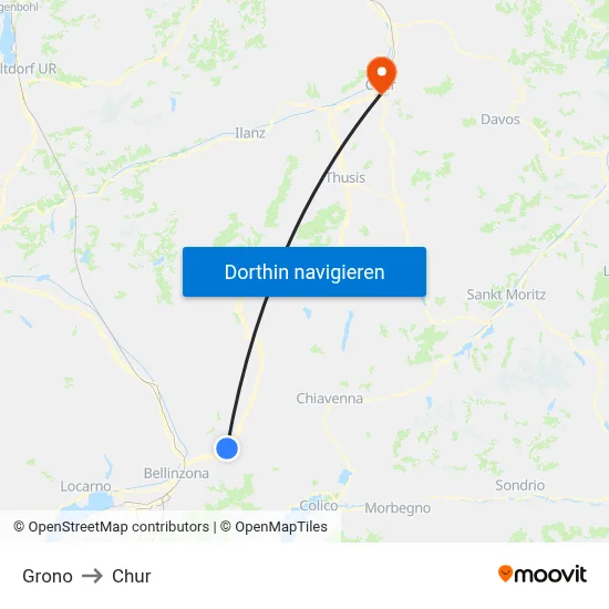 Grono to Chur map