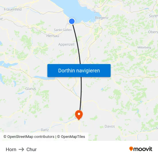 Horn to Chur map