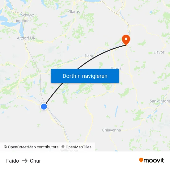 Faido to Chur map