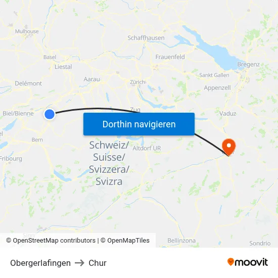 Obergerlafingen to Chur map