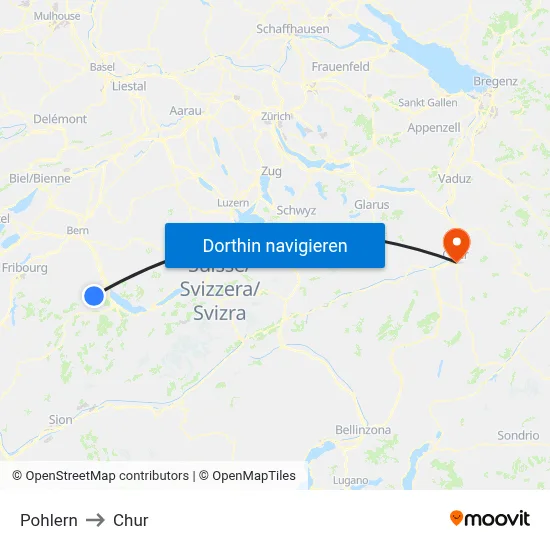 Pohlern to Chur map