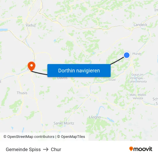 Gemeinde Spiss to Chur map