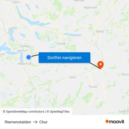 Riemenstalden to Chur map