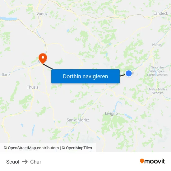 Scuol to Chur map