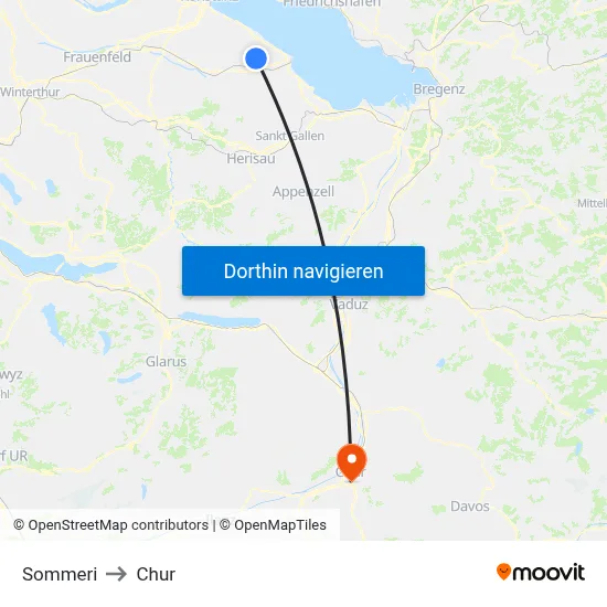 Sommeri to Chur map