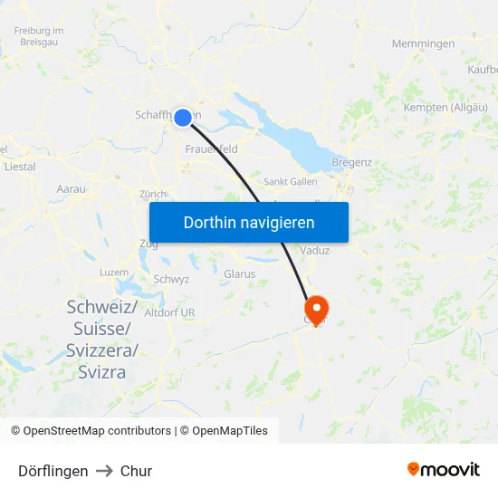 Dörflingen to Chur map