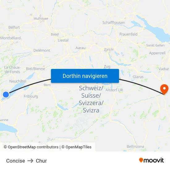 Concise to Chur map