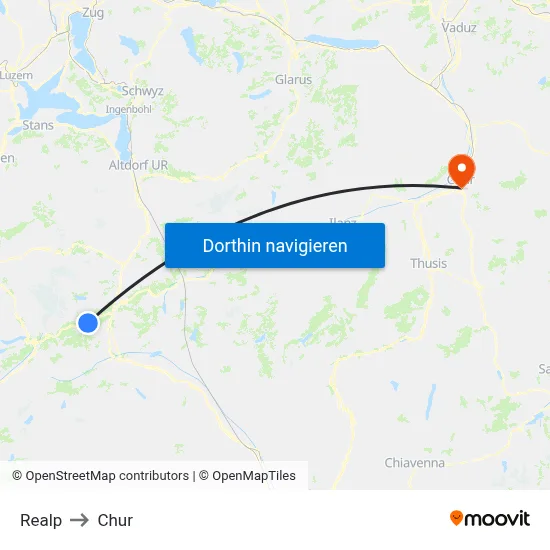 Realp to Chur map