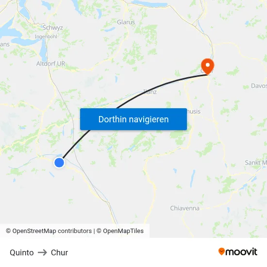 Quinto to Chur map