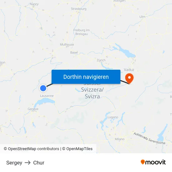 Sergey to Chur map