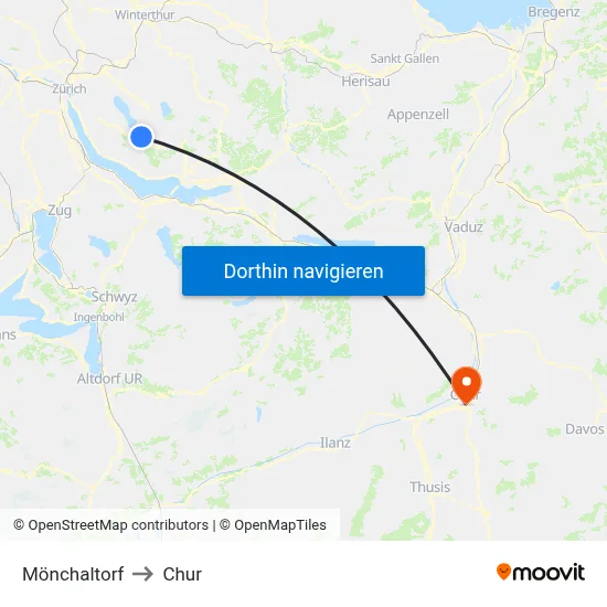 Mönchaltorf to Chur map