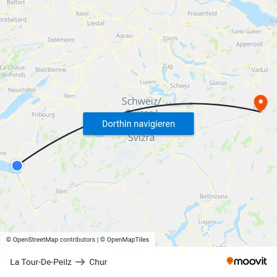 La Tour-De-Peilz to Chur map