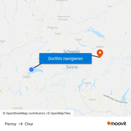 Perroy to Chur map