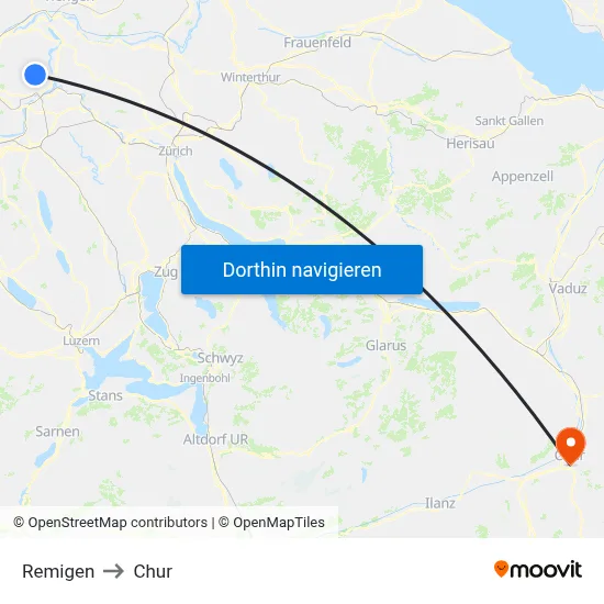 Remigen to Chur map