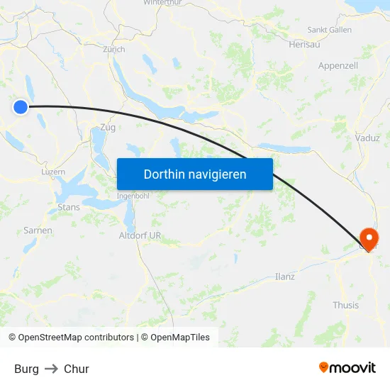 Burg to Chur map