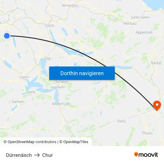 Dürrenäsch to Chur map
