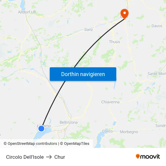 Circolo Dell'Isole to Chur map