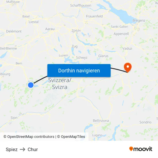 Spiez to Chur map