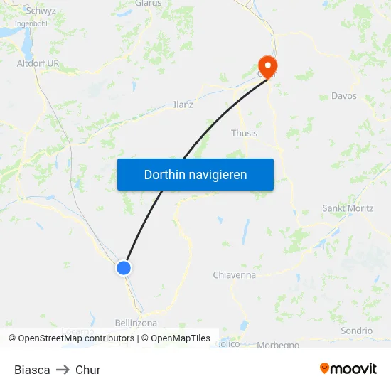 Biasca to Chur map
