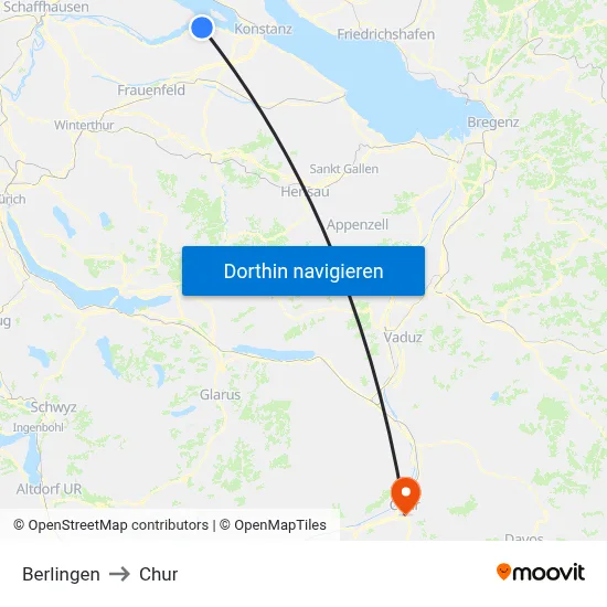 Berlingen to Chur map