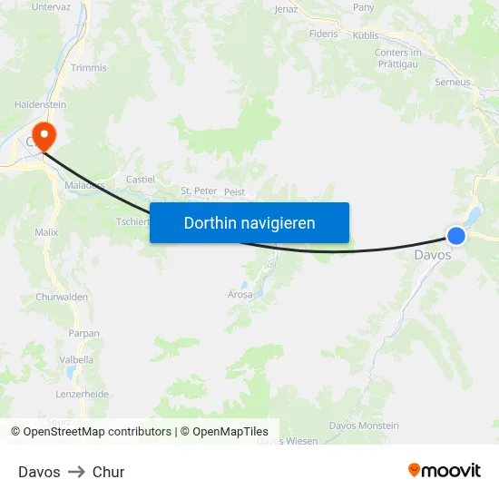 Davos to Chur map