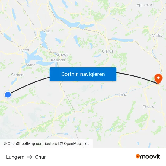 Lungern to Chur map