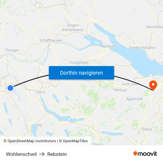 Wohlenschwil to Rebstein map