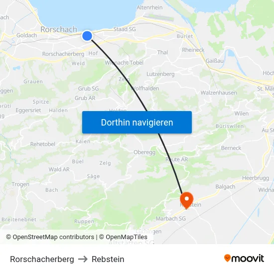 Rorschacherberg to Rebstein map