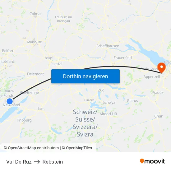Val-De-Ruz to Rebstein map