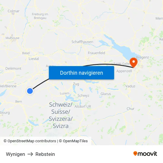 Wynigen to Rebstein map