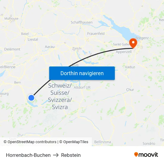 Horrenbach-Buchen to Rebstein map