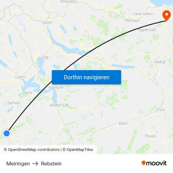 Meiringen to Rebstein map