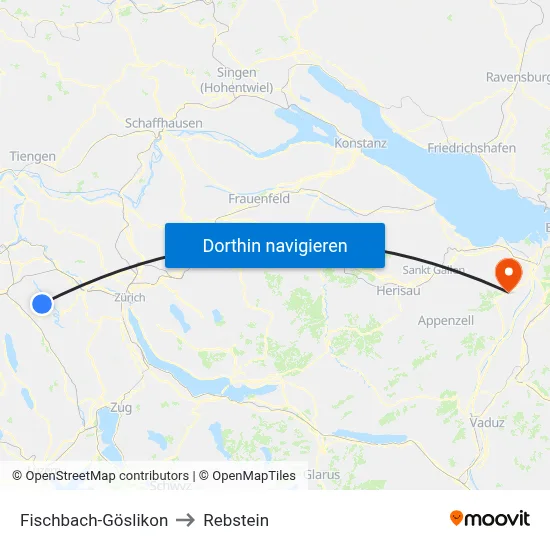 Fischbach-Göslikon to Rebstein map