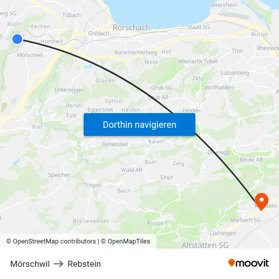 Mörschwil to Rebstein map