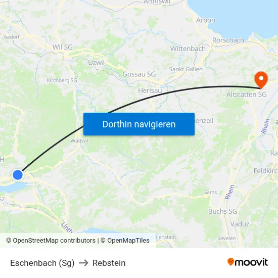 Eschenbach (Sg) to Rebstein map
