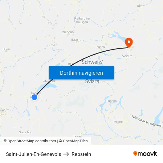 Saint-Julien-En-Genevois to Rebstein map