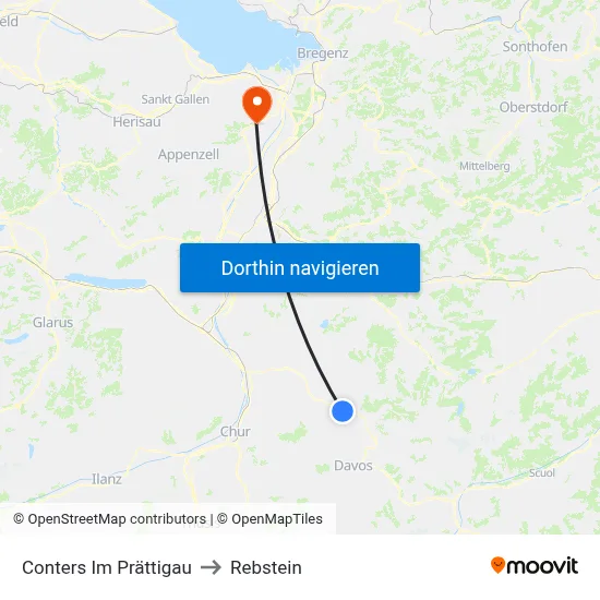 Conters Im Prättigau to Rebstein map