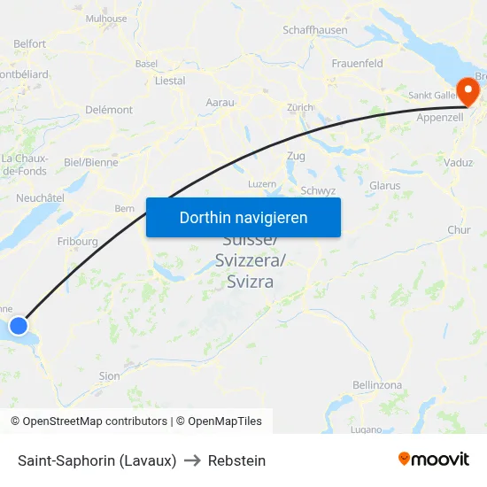 Saint-Saphorin (Lavaux) to Rebstein map