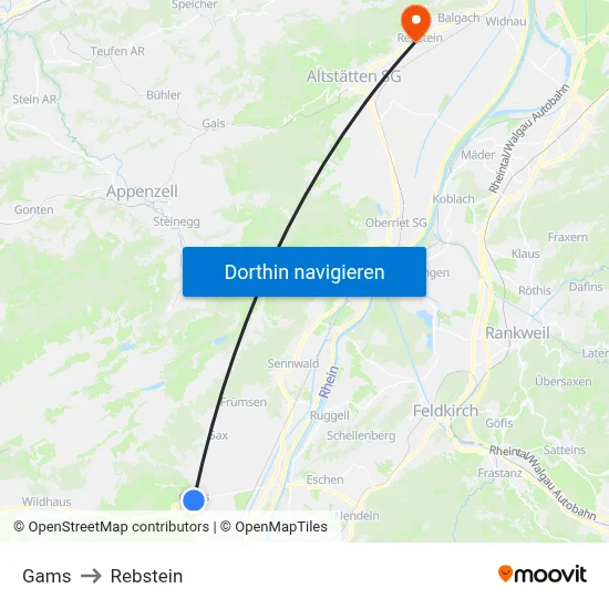 Gams to Rebstein map