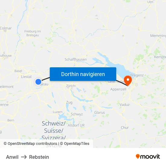Anwil to Rebstein map