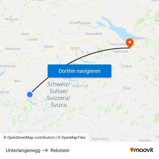 Unterlangenegg to Rebstein map