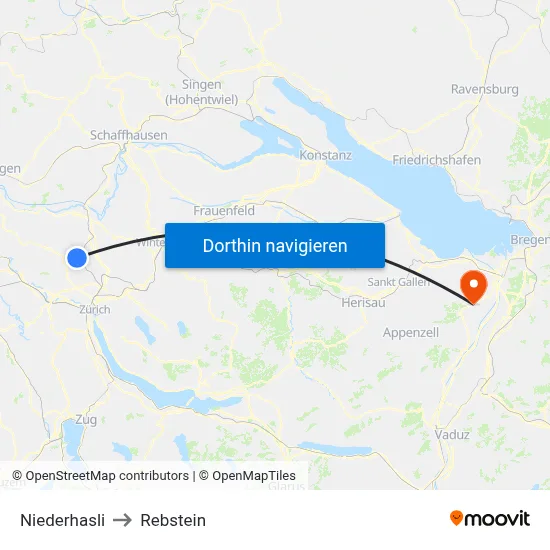 Niederhasli to Rebstein map