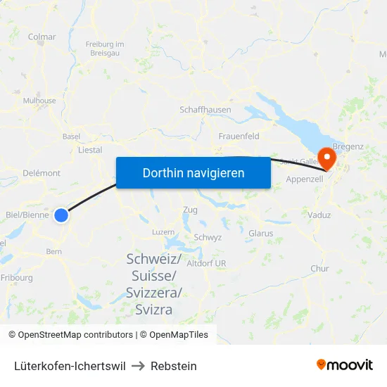 Lüterkofen-Ichertswil to Rebstein map